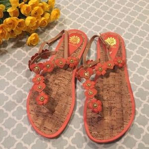 YellowBox Coral Floral Leather Honeysuckle Sandal